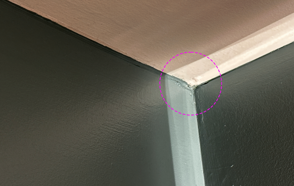 Terrible line between wall and ceiling