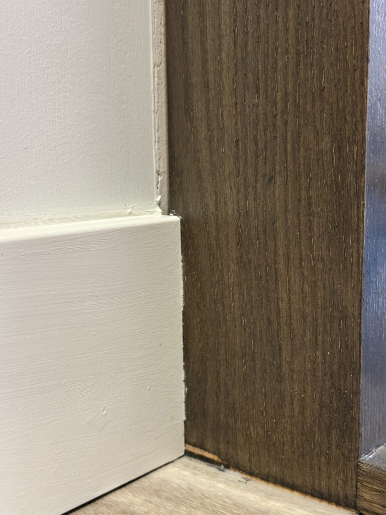 Bare wood on bottom of post