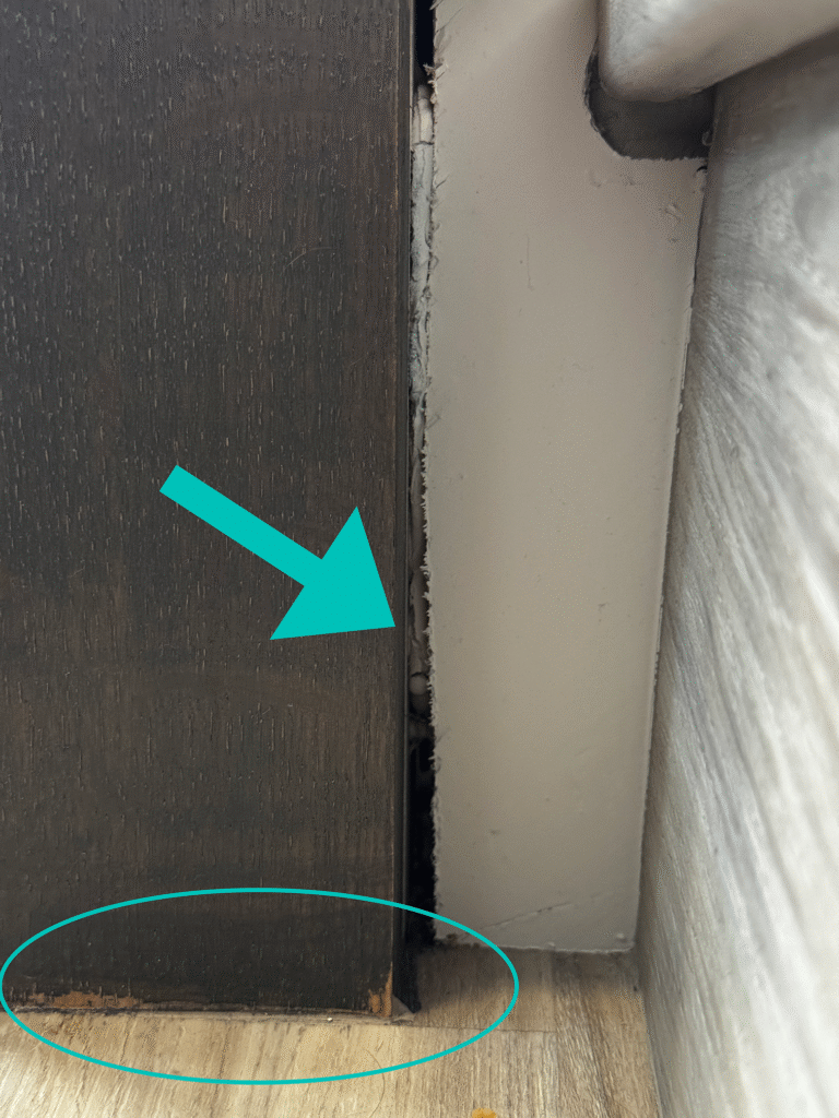 Missing stain and gap between post and stairs