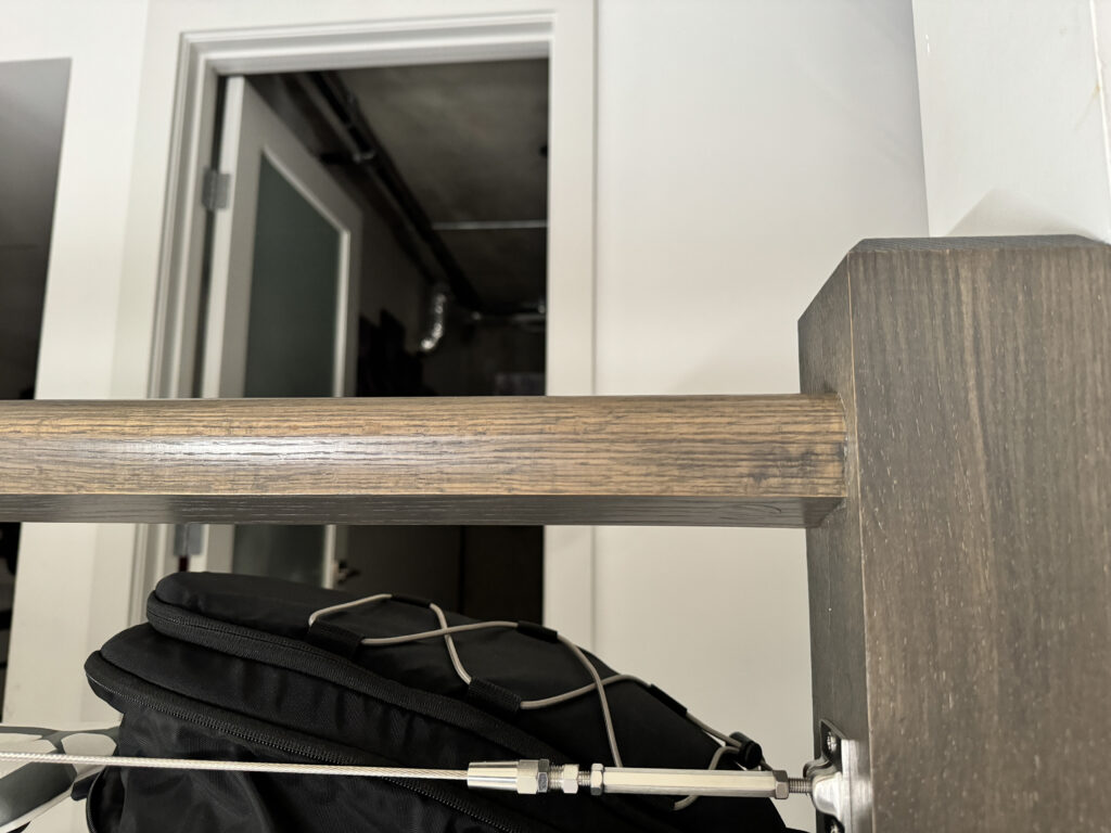 One coat / streaky stain on railing